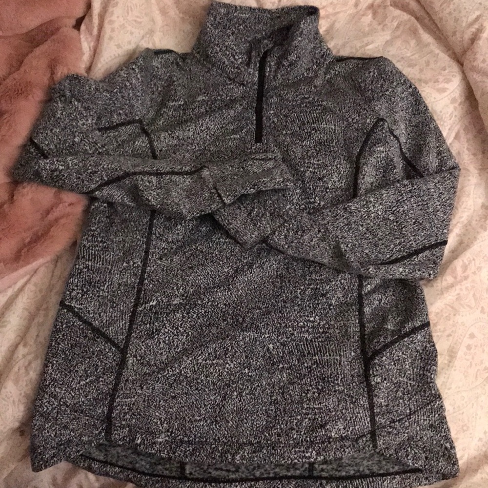 Mondetta black/white workout mock neck 1/4 zip, L